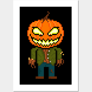 Pixel Monster Pumpkin Head Posters and Art